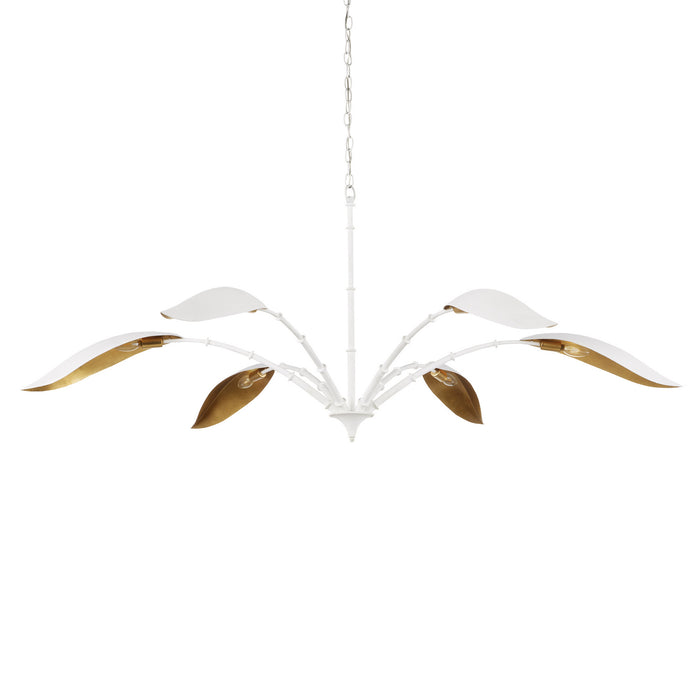 Currey and Company 9000-0974 Six Light Chandelier, Gesso White/Contemporary Gold Leaf