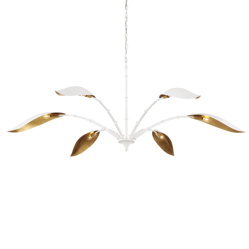 Currey and Company 9000-0974 Six Light Chandelier, Gesso White/Contemporary Gold Leaf