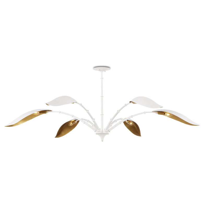 Currey and Company 9000-0974 Six Light Chandelier, Gesso White/Contemporary Gold Leaf