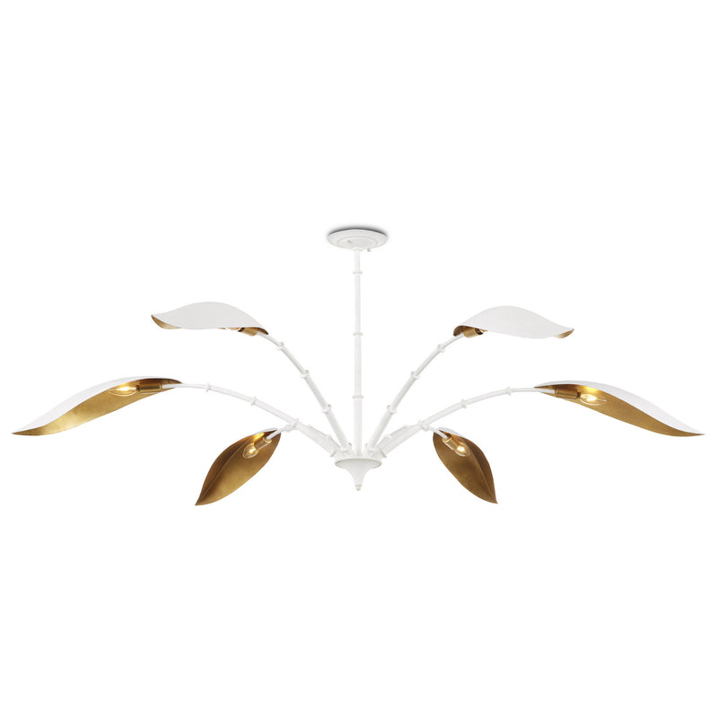 Currey and Company 9000-0974 Six Light Chandelier, Gesso White/Contemporary Gold Leaf