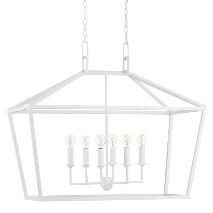 Currey and Company 9000-0979 Six Light Chandelier, Gesso White