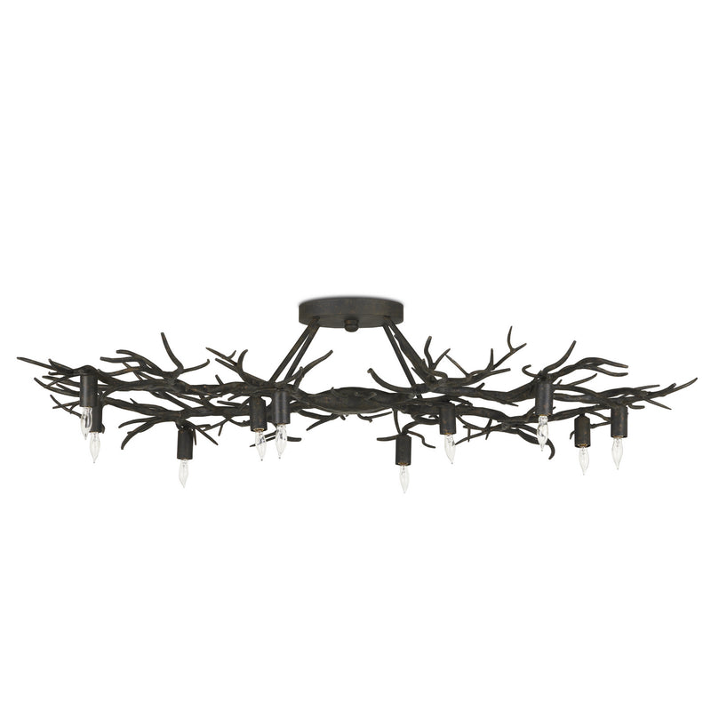 Currey and Company 9000-0981 Ten Light Semi-Flush Mount, Rustic Bronze