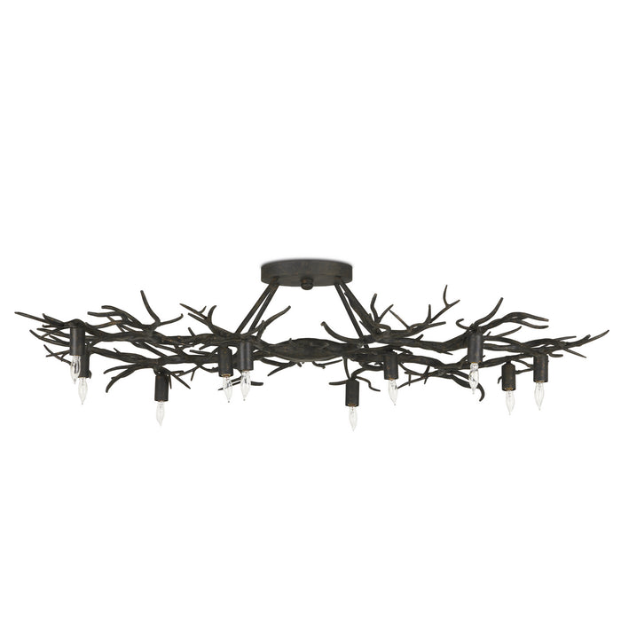 Currey and Company 9000-0981 Ten Light Semi-Flush Mount, Rustic Bronze
