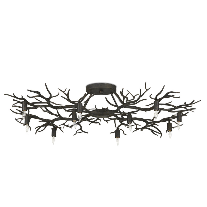 Currey and Company 9000-0981 Ten Light Semi-Flush Mount, Rustic Bronze