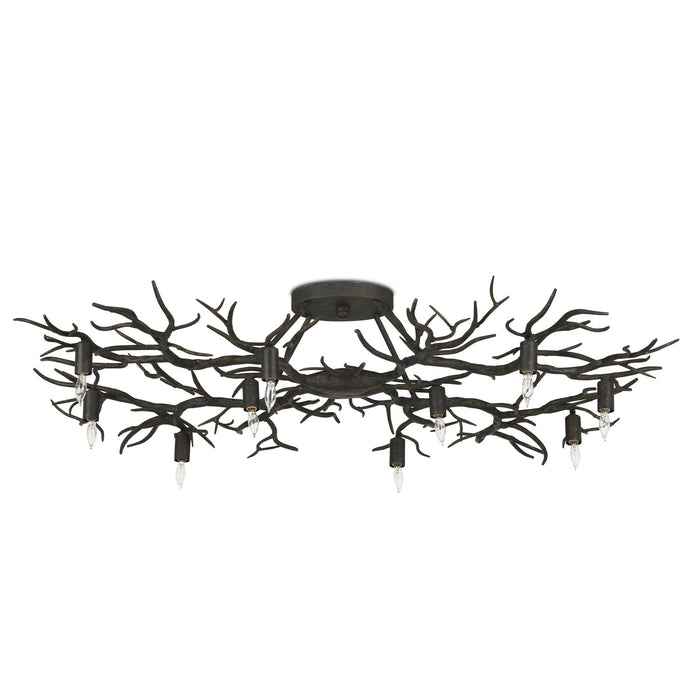 Currey and Company 9000-0981 Ten Light Semi-Flush Mount, Rustic Bronze