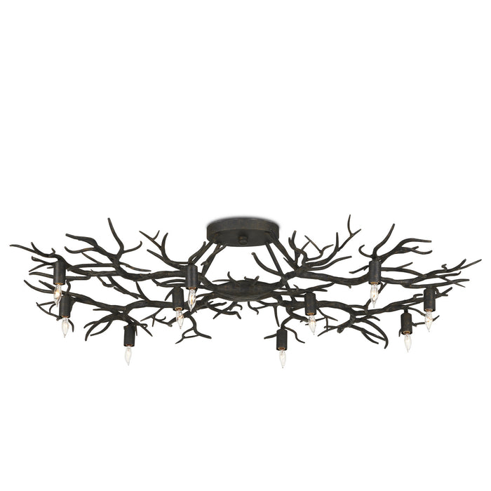 Currey and Company 9000-0981 Ten Light Semi-Flush Mount, Rustic Bronze