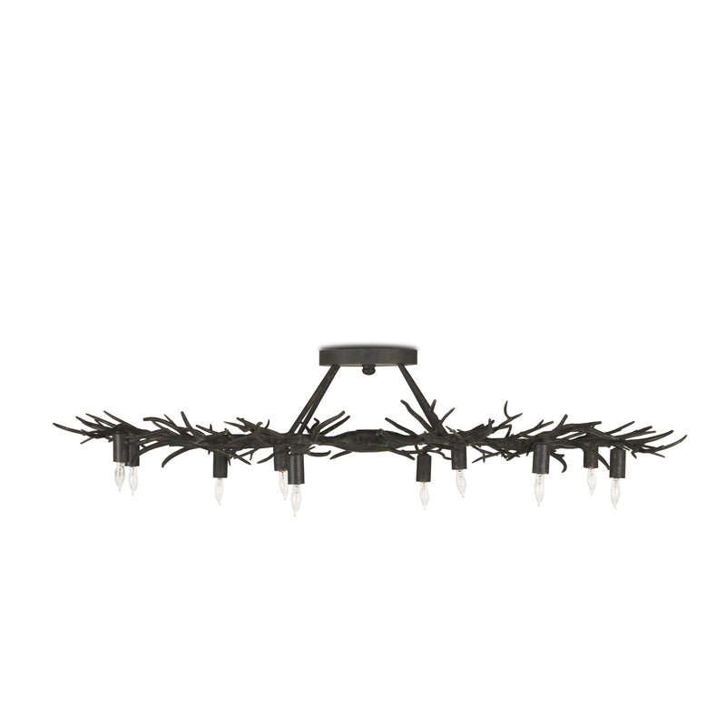 Currey and Company 9000-0981 Ten Light Semi-Flush Mount, Rustic Bronze