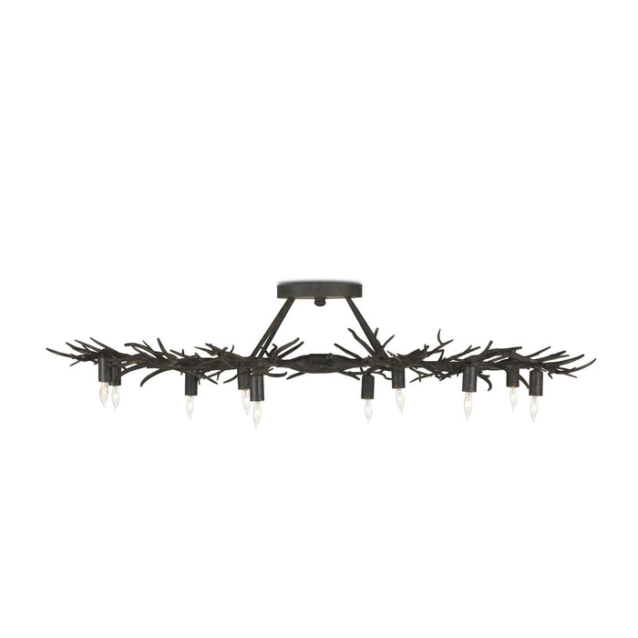 Currey and Company 9000-0981 Ten Light Semi-Flush Mount, Rustic Bronze