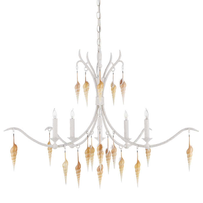 Currey and Company 9000-0988 Five Light Chandelier, Crushed Shell/Natural/Vanilla