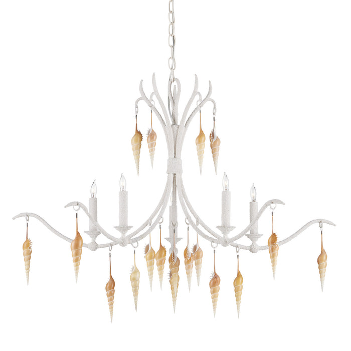 Currey and Company 9000-0988 Five Light Chandelier, Crushed Shell/Natural/Vanilla