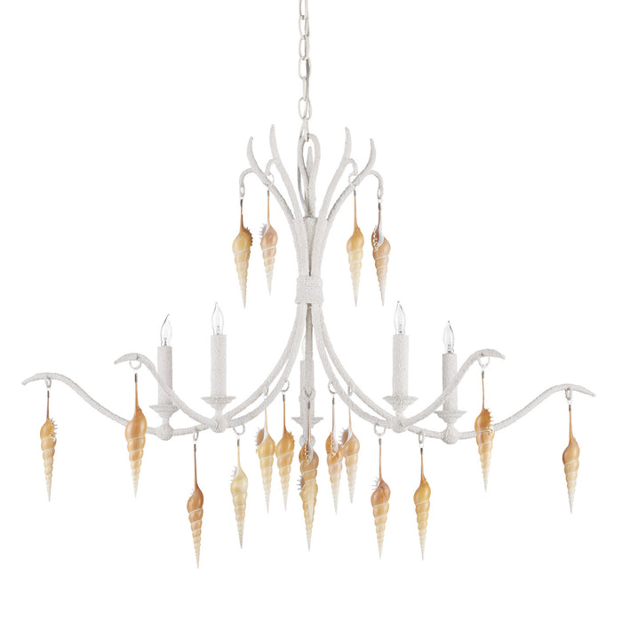 Currey and Company 9000-0988 Five Light Chandelier, Crushed Shell/Natural/Vanilla