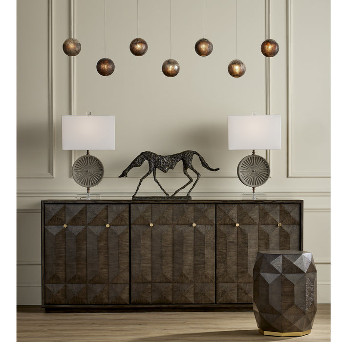 Currey and Company 9000-1069 Seven Light Pendant, Antique Silver/Antique Gold/Matte Charcoal