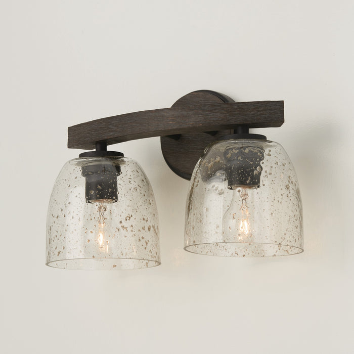 Capital Lighting 147621CK-536 Two Light Vanity, Carbon Grey and Black Iron