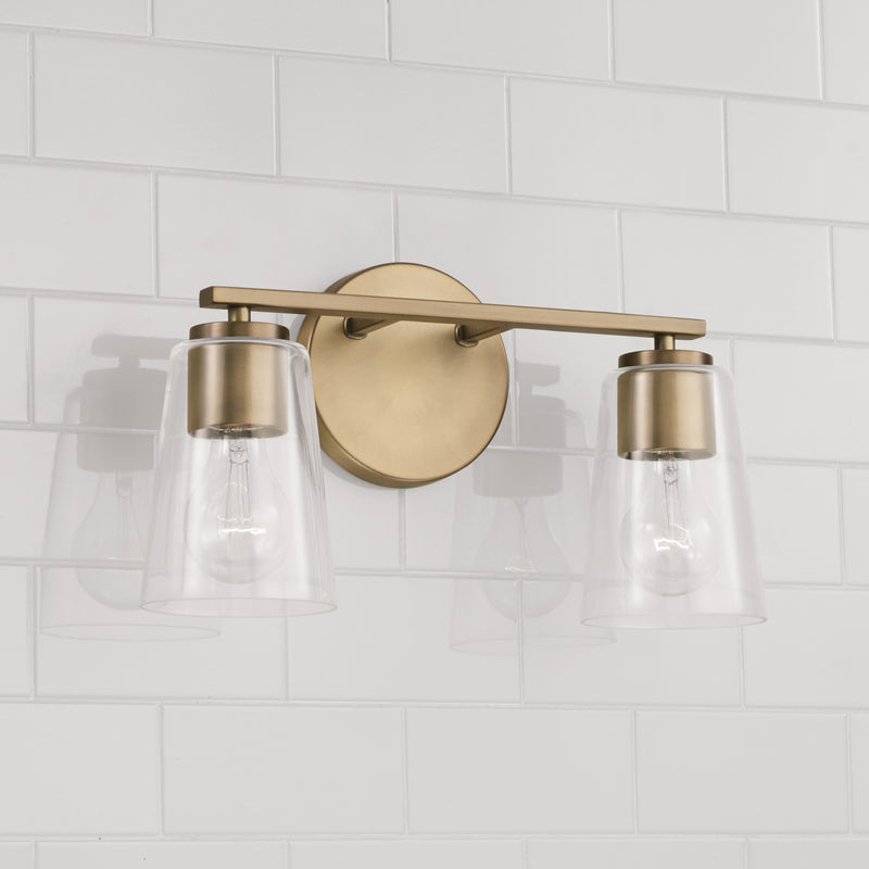 Capital Lighting 148621AD-537 Two Light Vanity, Aged Brass