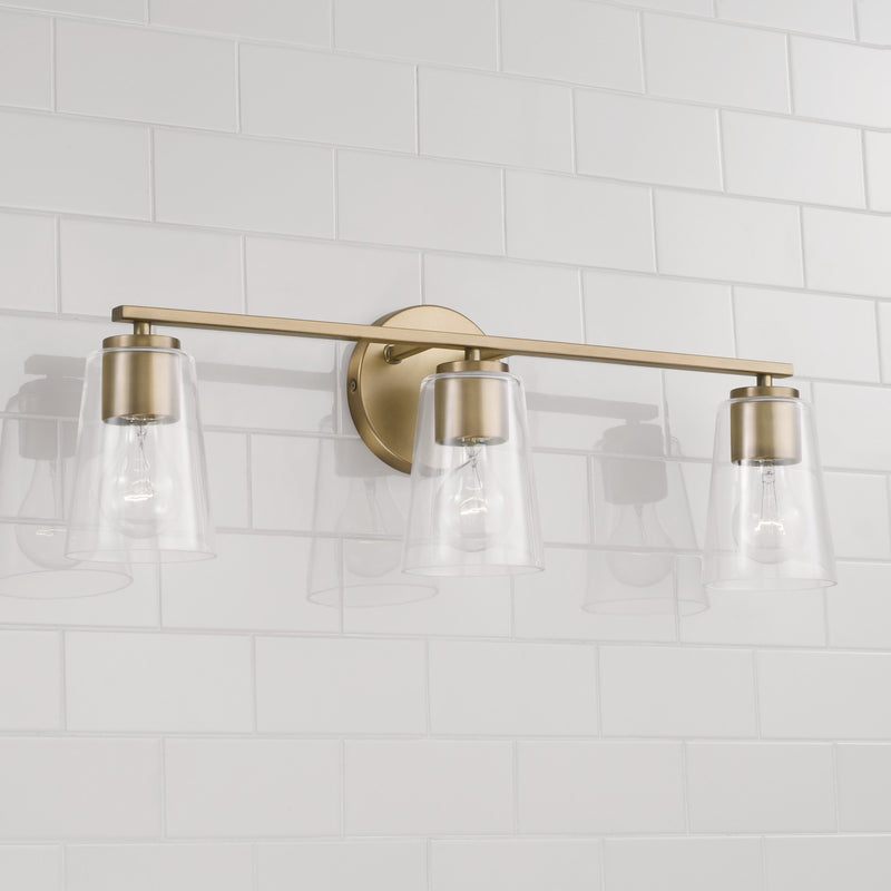 Capital Lighting 148631AD-537 Three Light Vanity, Aged Brass