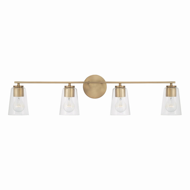 Capital Lighting 148641AD-537 Four Light Vanity, Aged Brass