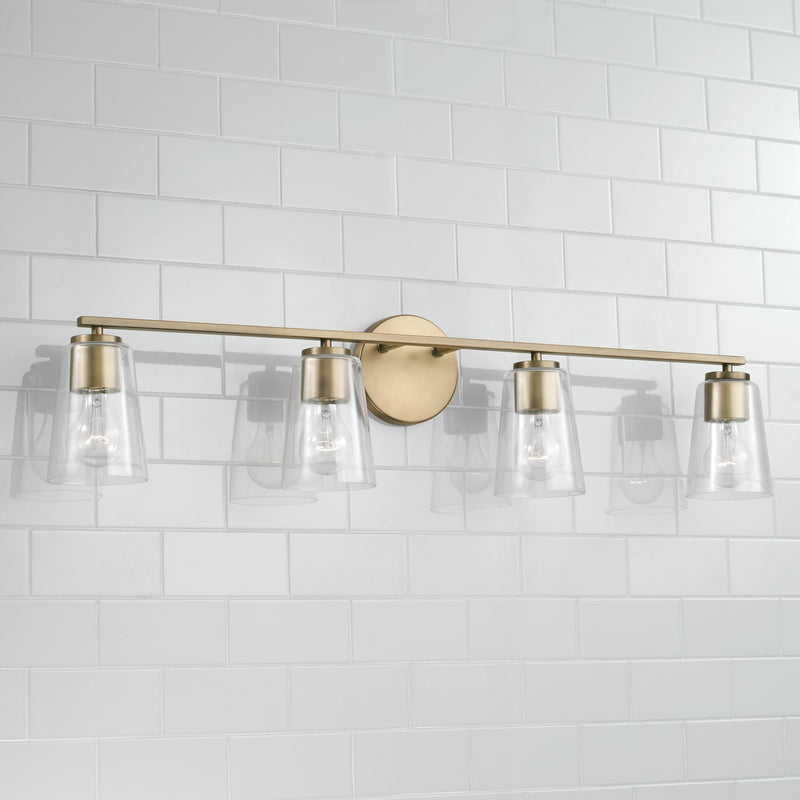 Capital Lighting 148641AD-537 Four Light Vanity, Aged Brass