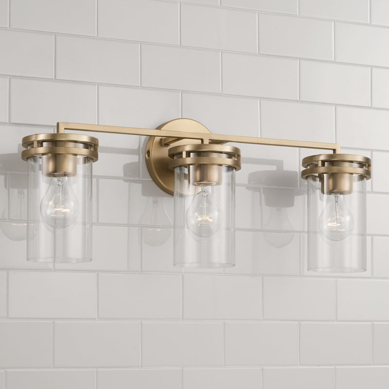 Capital Lighting 148731AD-539 Three Light Vanity, Aged Brass