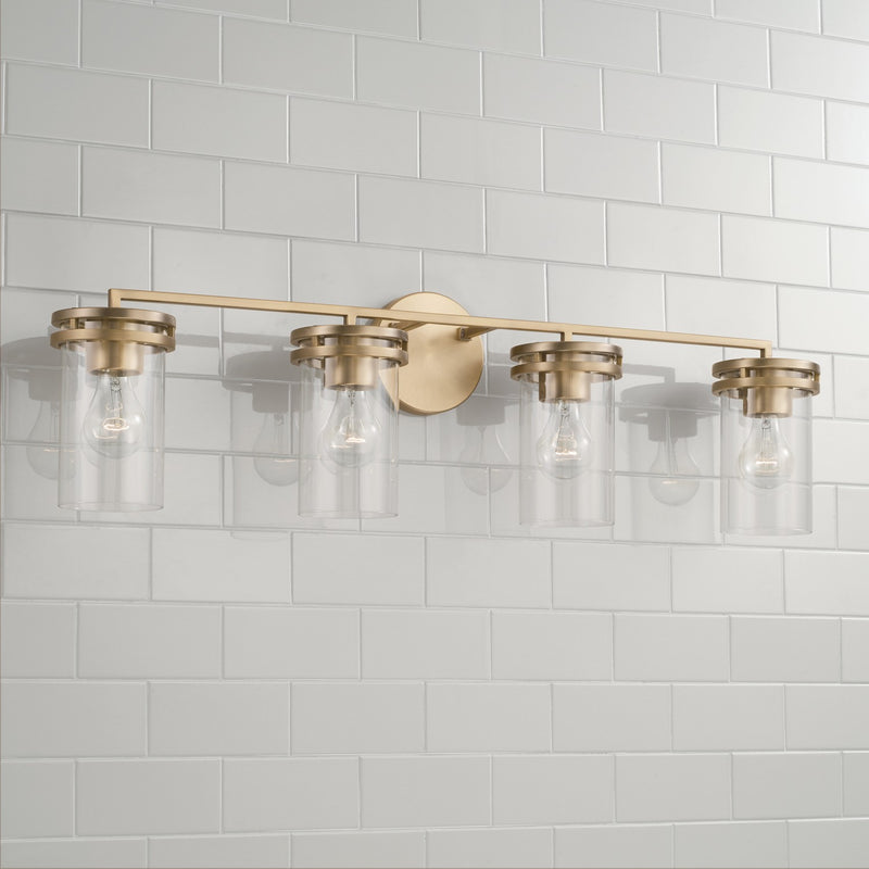 Capital Lighting 148741AD-539 Four Light Vanity, Aged Brass