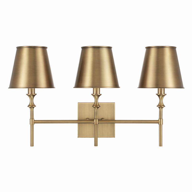 Capital Lighting 149731AD-708 Three Light Vanity, Aged Brass