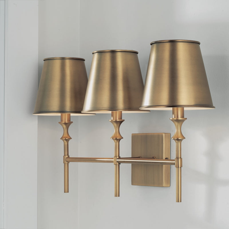 Capital Lighting 149731AD-708 Three Light Vanity, Aged Brass