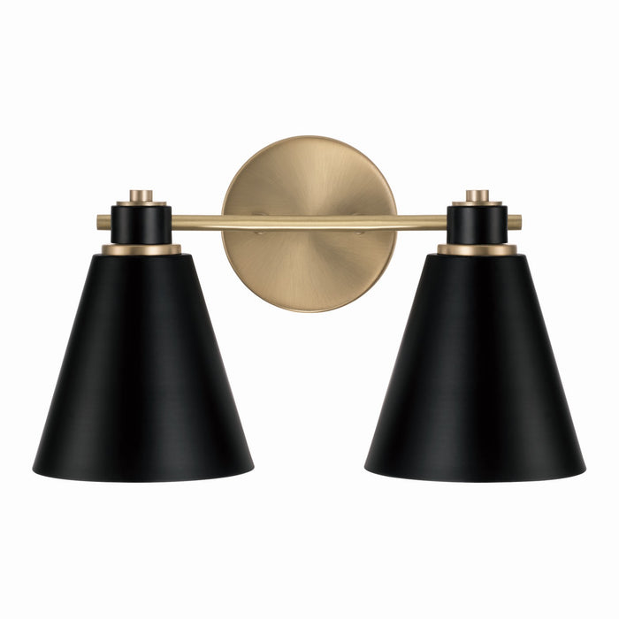 Capital Lighting 150121AB Two Light Vanity, Aged Brass and Black