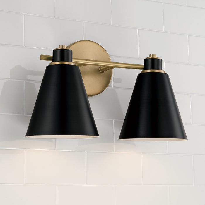 Capital Lighting 150121AB Two Light Vanity, Aged Brass and Black