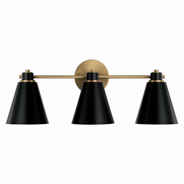 Capital Lighting 150131AB Three Light Vanity, Aged Brass and Black