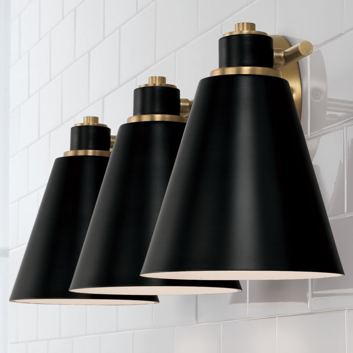 Capital Lighting 150131AB Three Light Vanity, Aged Brass and Black