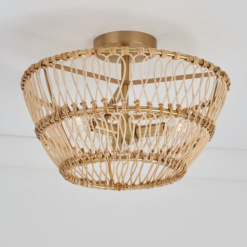 Capital Lighting 244131MA Three Light Dual Mount Semi Flush/Pendant, Matte Brass