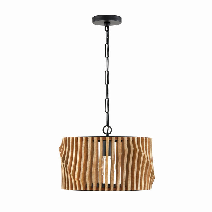 Capital Lighting 244632WK One Light Dual Mount Semi Flush/Pendant, Light Wood and Matte Black
