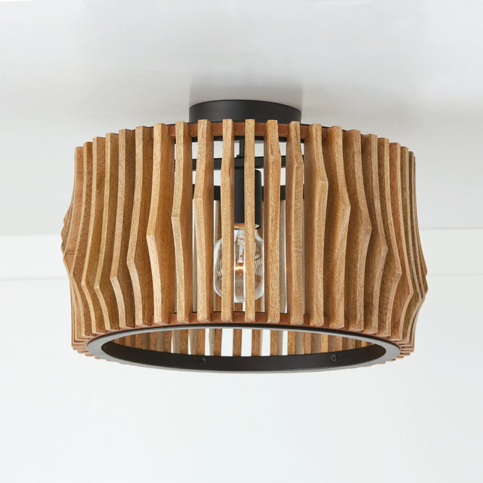 Capital Lighting 244632WK One Light Dual Mount Semi Flush/Pendant, Light Wood and Matte Black