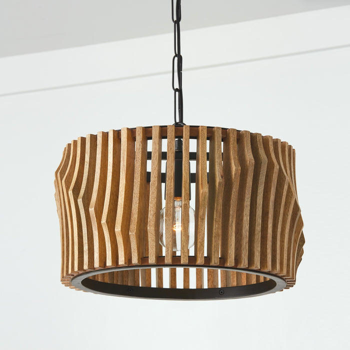 Capital Lighting 244632WK One Light Dual Mount Semi Flush/Pendant, Light Wood and Matte Black
