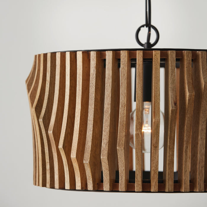 Capital Lighting 244632WK One Light Dual Mount Semi Flush/Pendant, Light Wood and Matte Black