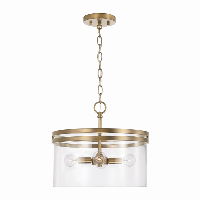 Capital Lighting 248741AD Four Light Dual Mount Semi Flush/Pendant, Aged Brass