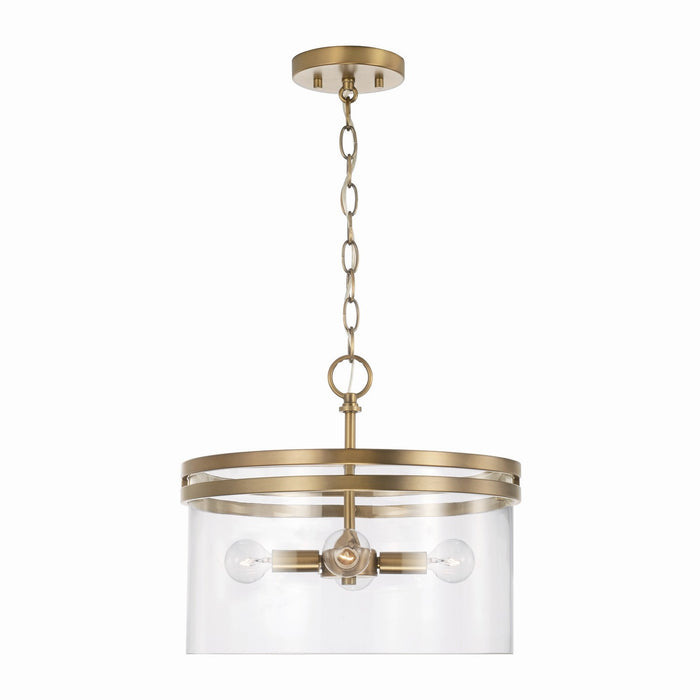 Capital Lighting 248741AD Four Light Dual Mount Semi Flush/Pendant, Aged Brass