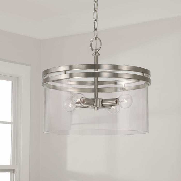 Capital Lighting 248741BN Four Light Dual Mount Semi Flush/Pendant, Brushed Nickel