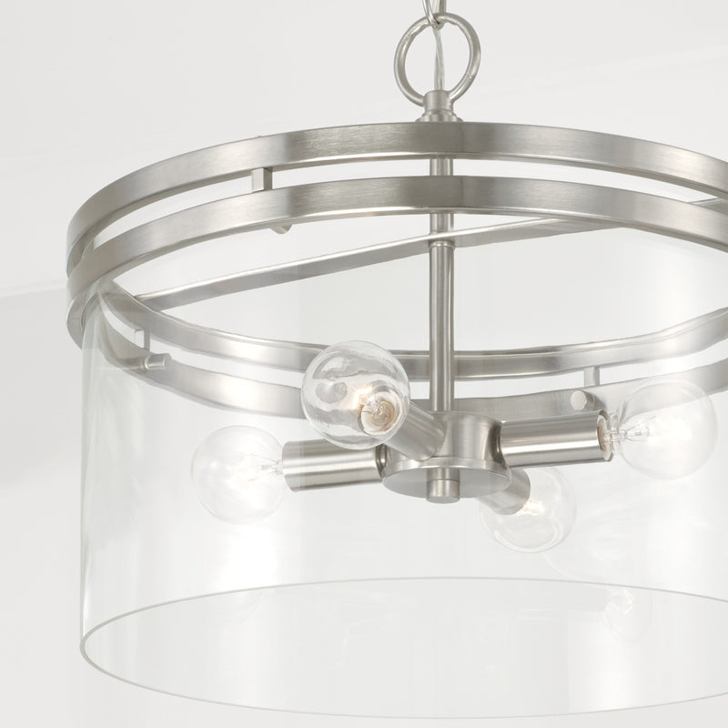 Capital Lighting 248741BN Four Light Dual Mount Semi Flush/Pendant, Brushed Nickel