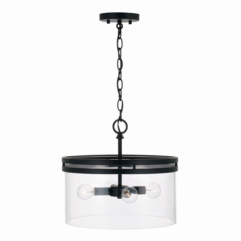 Capital Lighting 248741MB Four Light Dual Mount Semi Flush/Pendant, Matte Black