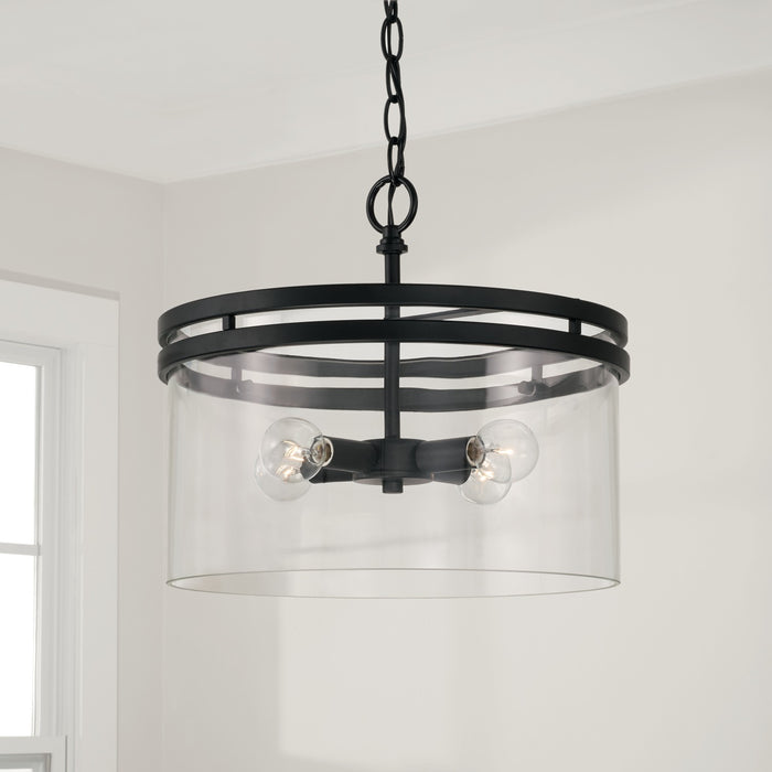 Capital Lighting 248741MB Four Light Dual Mount Semi Flush/Pendant, Matte Black