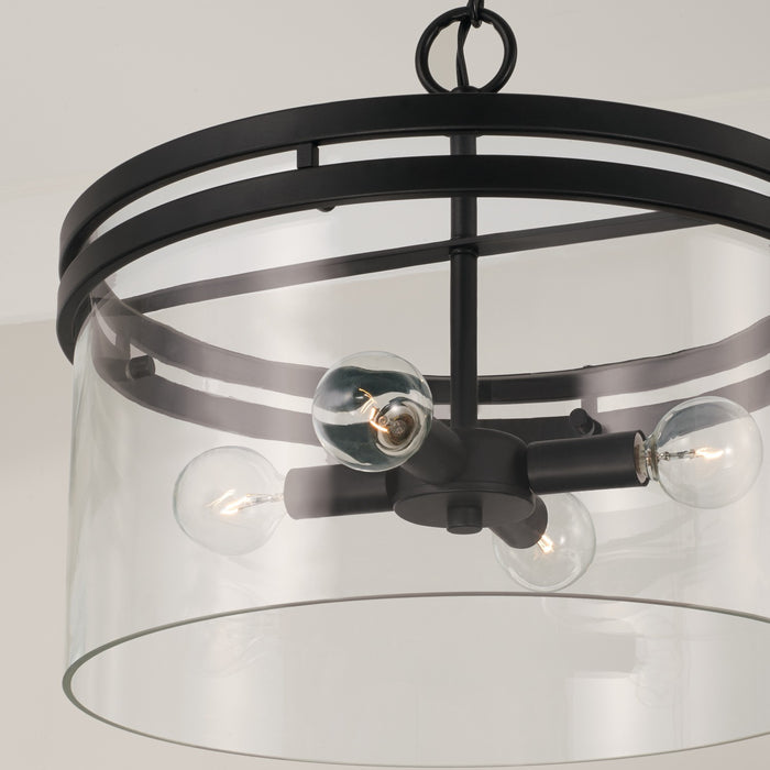 Capital Lighting 248741MB Four Light Dual Mount Semi Flush/Pendant, Matte Black