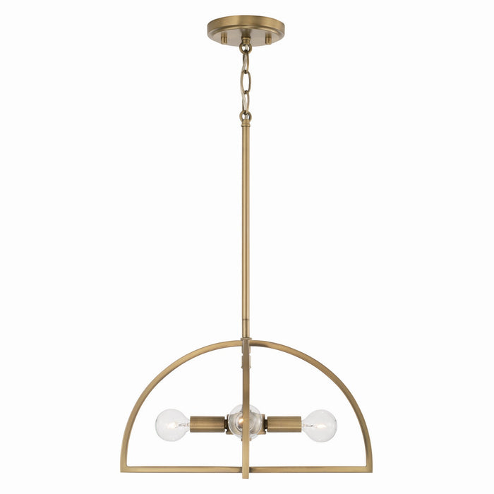 Capital Lighting 248841AD Four Light Dual Mount Semi Flush/Pendant, Aged Brass