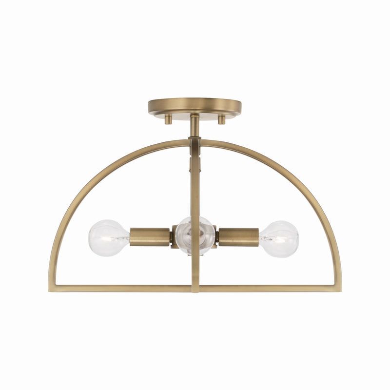 Capital Lighting 248841AD Four Light Dual Mount Semi Flush/Pendant, Aged Brass