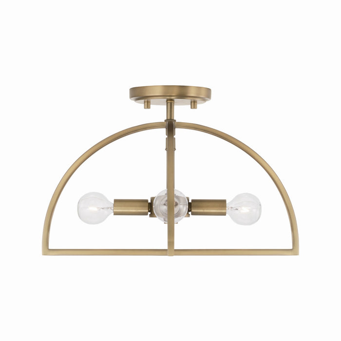 Capital Lighting 248841AD Four Light Dual Mount Semi Flush/Pendant, Aged Brass