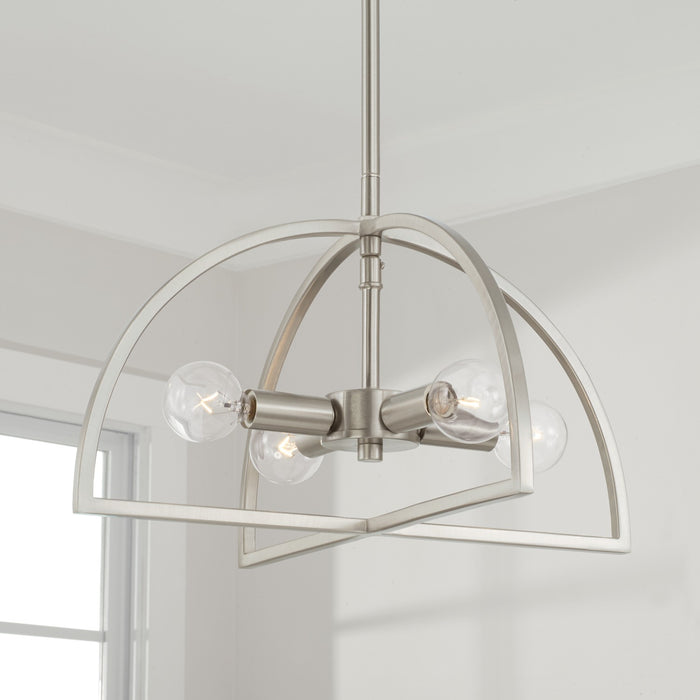 Capital Lighting 248841BN Four Light Dual Mount Semi Flush/Pendant, Brushed Nickel