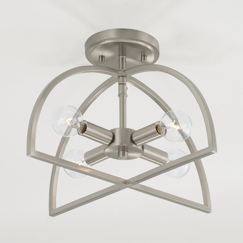 Capital Lighting 248841BN Four Light Dual Mount Semi Flush/Pendant, Brushed Nickel
