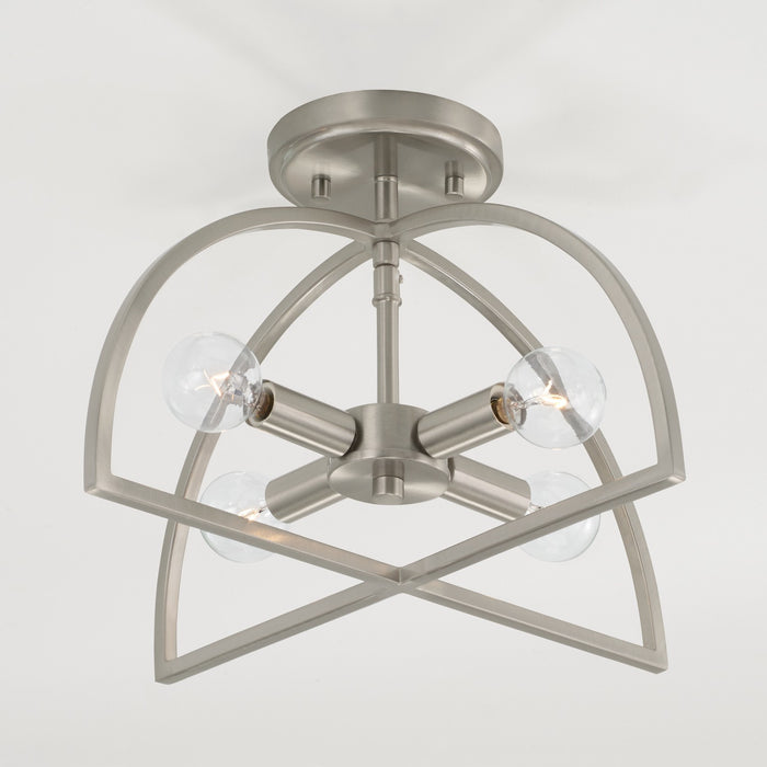 Capital Lighting 248841BN Four Light Dual Mount Semi Flush/Pendant, Brushed Nickel
