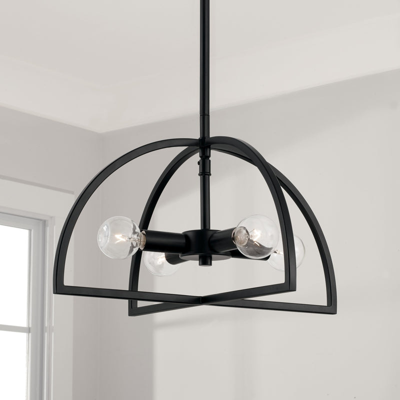 Capital Lighting 248841MB Four Light Dual Mount Semi Flush/Pendant, Matte Black