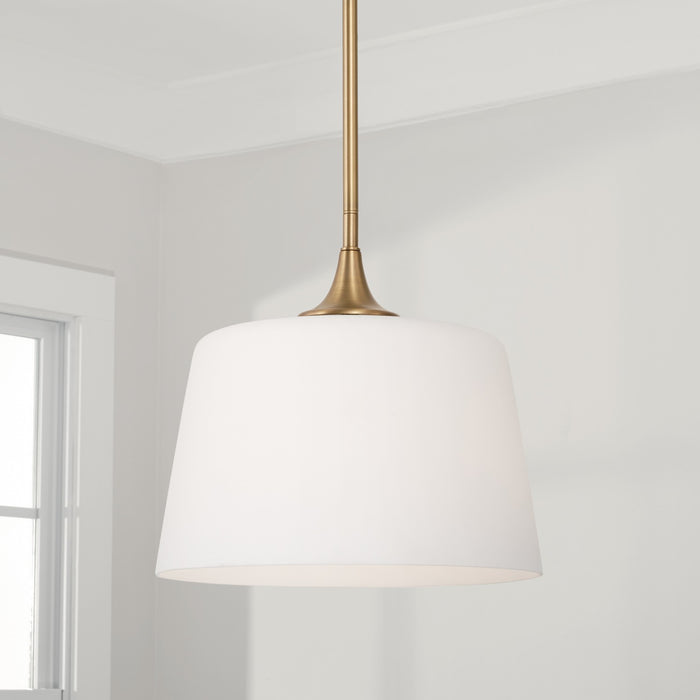 Capital Lighting 248911AD One Light Dual Mount Semi Flush/Pendant, Aged Brass
