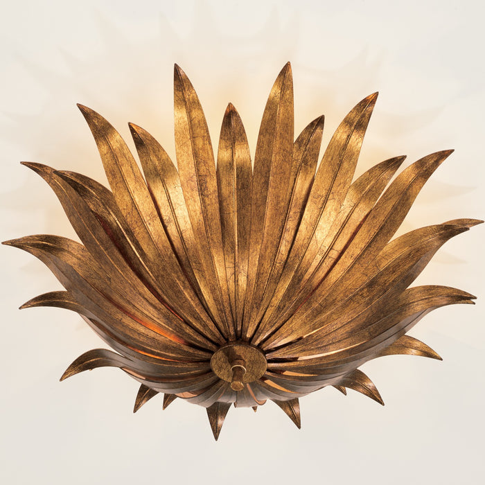 Capital Lighting 249531AG Three Light Dual Mount Semi Flush/Pendant, Antique Gold